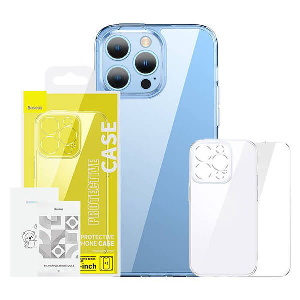 BASEUS IPHONE 14 PLUS SUPER CERAMIC TRANSPARENT GLASS CASE + TEMPERED GLASS SET
