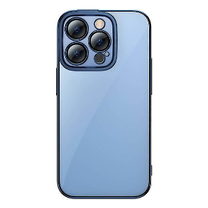BASEUS IPHONE 14 PRO GLITTER TRANSPARENT CASE + TEMPERED GLASS SET BLUE