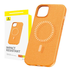 BASEUS IPHONE 15 PRO MAX MAGNETIC CASE FAUXTHER SERIES ORANGE