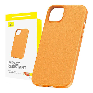 BASEUS IPHONE 15 CASE FAUXTHER SERIES ORANGE