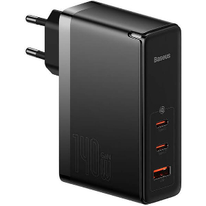 BASEUS WALL CHARGER GAN5 PRO 2XUSB-C + USB 140W BLACK