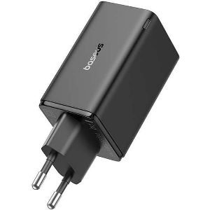 BASEUS GAN6 PRO FAST CHARGER 65W 2X USB + 2X TYPE-C CLUSTER BLACK+ 1M 100W CABLE