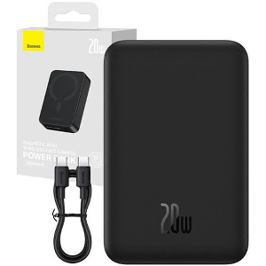 BASEUS WIRELESS POWERBANK QI 20000MAH MINI MAGNETIC MAGSAFE 20W BLACK
