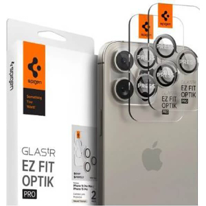 SPIGEN GLASS TR EZ FIT OPTIK PRO 2 PACK NATURE TITANIUM FOR IPHONE 15 PRO/15 PRO MAX