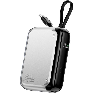 4SMARTS POWER BANK POCKET WITH INTEGRATED USB-C CABLE 10000MAH 30W SILVER