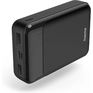 HAMA 187285 ECO POWER 10 POWER PACK, 10000 MAH, OUTPUTS: 1 X USB-C, 2 X USB-A, BLACK