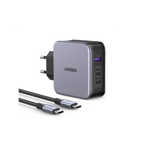 CHARGER GAN UGREEN CD289 140W COMBO+TYPE C CABLE BLACK 90549