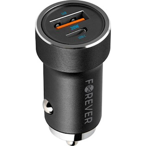 FOREVER CC-06 PD QC CAR CHARGER 1X USB-C 1X USB 20W BLACK