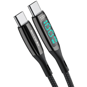 BLITZWOLF BW-TC23 USB-C TO USB-C CABLE WITH DISPLAY 100W 1.8M BLACK