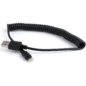 CABLEXPERT CC-LMAM-1.5M USB SYNC AND CHARGING SPIRAL CABLE FOR IPHONE 1.5M BLACK