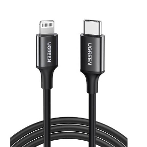 UGREEN CHARGING CABLE LIGHTNING MFI US171 18W PD TYPE-C/I6 BLACK 1M 60751 3A