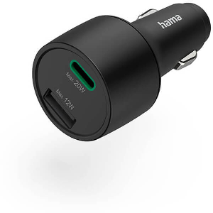 HAMA 201690 CAR CHARGER USB-C USB-A, POWER DELIVERY (PD)/QUALCOMM 32 WATT, BLACK