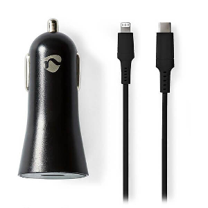 NEDIS CCPDL20W111BK CAR CHARGER 1.67 A / 2.22 A / 3.0A USB-C LIGHTNING 8-PIN(LOOSE) CABLE 1.0M 20W
