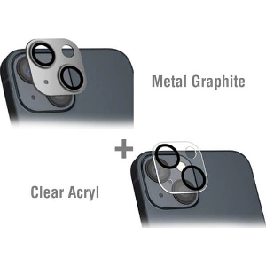 4SMARTS STYLEGLASS CAMERA FOR APPLE IPHONE 14 / 14 PLUS 2PCS. SET METAL GRAPHITE + CLEAR