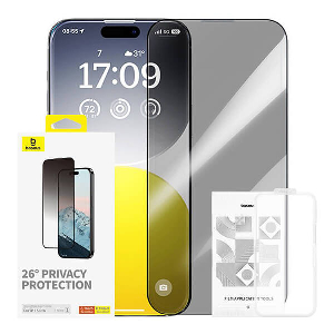 BASEUS IPHONE 15 PRO DIAMOND PRIVACY PROTECTION TEMPERED GLASS