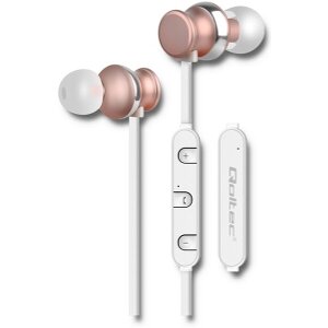 QOLTEC 50823 PREMIUM IN-EAR HEADPHONES WIRELESS BT WITH MICROPHONE CHAMPAGNE