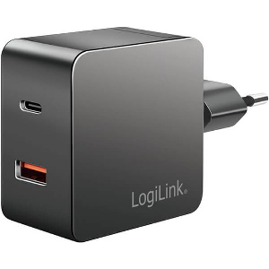 LOGILINK PA0310 DUAL USB POWER SOCKET ADAPTER 1X USB-A 1X USB-C 45W BLACK