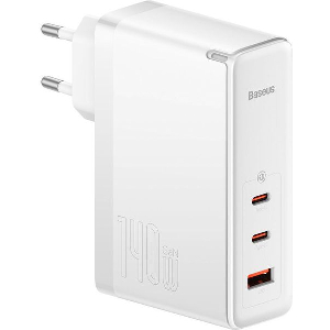 BASEUS WALL CHARGER GAN5 PRO 2XUSB TYPE-C + USB 140W WHITE