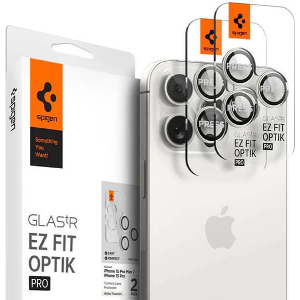 SPIGEN GLASS TR EZ FIT OPTIK PRO 2 PACK WHITE TITANIUM FOR IPHONE 15 PRO/15 PRO MAX