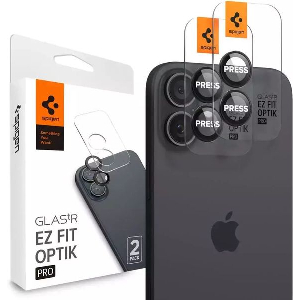 SPIGEN GLASS TR EZ FIT OPTIK PRO 2 PACK BLACK FOR IPHONE 16 PLUS