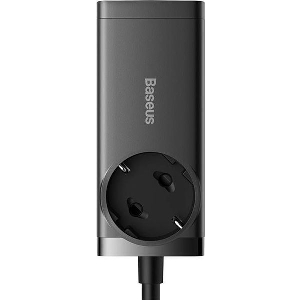 BASEUS GAN3 PRO 65W WALL CHARGER POWERSTRIP 2XUSB + 2X TYPE-C + CABLE BLACK