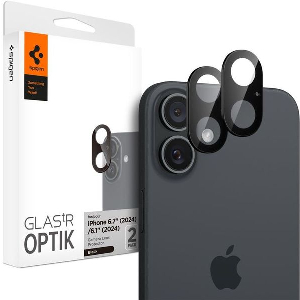 SPIGEN GLASS TR OPTIK 2 PACK BLACK FOR IPHONE 16/16 PLUS