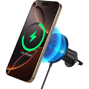 SPIGEN ONETAP PRO 4 MAGSAFE CAR MOUNT CHARGER BLACK FOR WIRELESS / AIRVENT HOOK