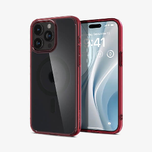 SPIGEN ULTRA HYBRID MAGSAFE FROST DEEP RED FOR IPHONE 15 PRO MAX
