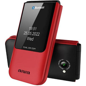 ΚΙΝΗΤΟ AIWA SLIM BT CLAMSHELL FLIP-STYLE DUAL SIM PHONE RED FP-24RD