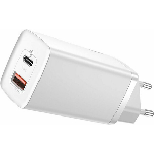 BASEUS GAN2 LITE QUICK CHARGER 2X USB TYPE-C 65WATT WHITE