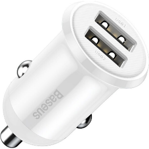 BASEUS GRAIN PRO CAR CHARGER 2X USB 4.8A 24W WHITE