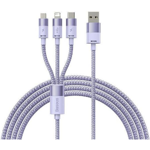 BASEUS STARSPEED USB-A TO LIGHTNING/MICROUSB/USB-C CABLE 20W 3.5A 1.2M PURPLE CAXS000005