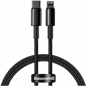 BASEUS TUNGSTEN GOLD FAST CHARGING DATA CABLE TYPE-C TO LIGHTNING PD 20W 1M BLACK
