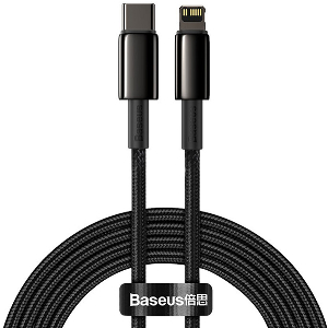 BASEUS TUNGSTEN GOLD FAST CHARGING DATA CABLE TYPE-C TO LIGHTNING PD 20W 2M BLACK
