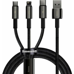 BASEUS TUNGSTEN GOLD USB-A TO LIGHTNING/MICROUSB/USB-C CABLE 20W 2A 1.5M BLACK CAMLTWJ-01