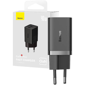 BASEUS WALL CHARGER GAN5 40W 2X TYPE-C BLACK