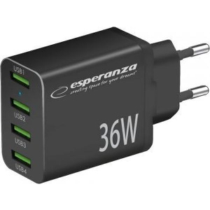 ESPERANZA EZC107K QUICK POWER CHARGER 36W 4X USB-A QC 3.0 18W