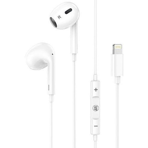 LAMTECH LIGHTNING WIRED EARPHONES WITH MICROPHONE WHITE LAM111740