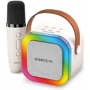 SONICGEAR IOX K200 BLUETOOTH 5.1 HOME KARAOKE PORTABLE SPEAKER WITH WIRELESS MIC WHITE IOXK200W
