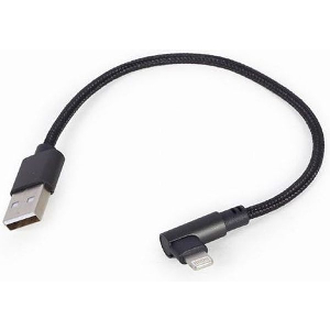 CABLEXPERT ANGLED 8-PIN USB CHARGING & DATA CABLE 0.2M BLACK CC-USB2-AMLML-0.2M