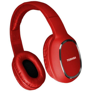 TOSHIBA AUDIO BLUETOOTH SPORT RUBBER COATED STEREO HEADPHONE RED RZE-BT160H-RED