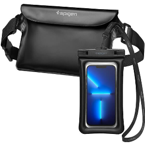 SPIGEN AQUA SHIELD WATERPROOF FLOATING CASE + WATERPROOF WAIST BAG A621 SET BLACK