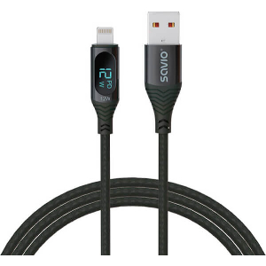 SAVIO CL-173 USB TYPE A  LIGHTING CABLE WITH DIGITAL DISPLAY 2,4A 1M