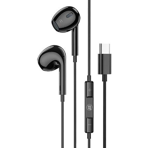LAMTECH TYPE-C MOBILE EARPHONES WITH MICROPHONE BLACK LAM020946