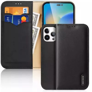 DUX DUCIS HIVO LEATHER WALLET CASE FOR APPLE IPHONE 15 PRO MAX BLACK