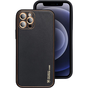 LEATHER CASE FOR IPHONE 15 PLUS BLACK