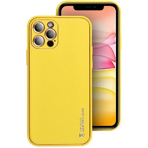 LEATHER CASE FOR IPHONE 15 PRO YELLOW
