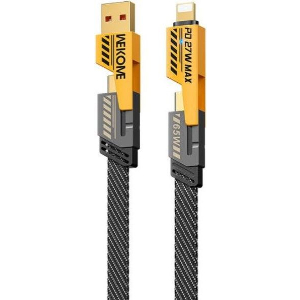 CHARGING CABLE 4 IN 1 WK 65W USB/TYPE-C TO I6/TYPE-C YELLOW 1.2M WDC-25