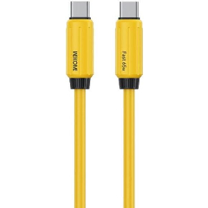 CHARGING CABLE WK 65W TYPE-C/TYPE-C YELLOW 1M WDC-28