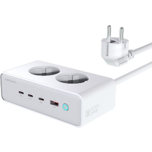4SMARTS DESK CHARGER GAN 65W WITH 2X AC SOCKETS WHITE